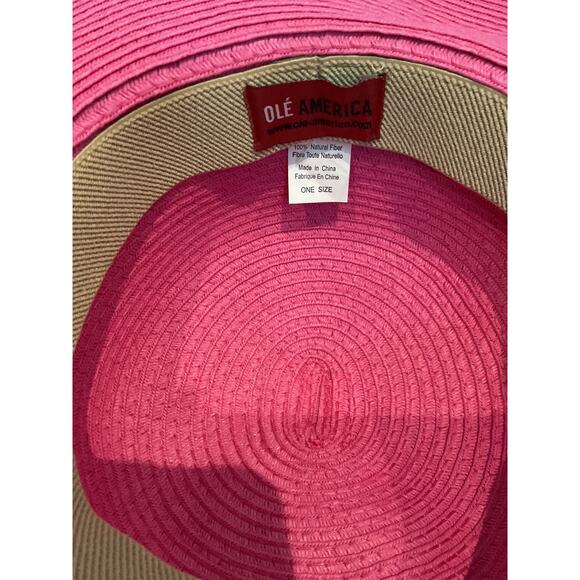 Ole	 America - All Fiber Woven Wide Brim Sun Hat - Pink - One Size main image 5